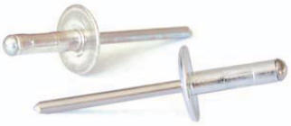 Blind/Breakstem Rivet, Head Style: Large Flange : Aluminum/Steel Rivet Size: 1/8 Length: .250 Grip Range: .188-.250 Material QTY: 500 Rivet/Mandrel Finish: Plain Rivet Series: 44 